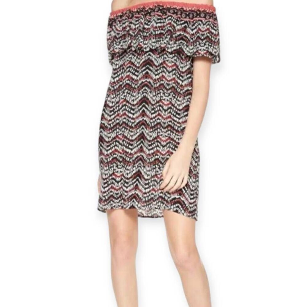 SANCTUARY BLACK, WHITE, & RED OFF-THE-SHOULDER DRESS SZ.M NWT